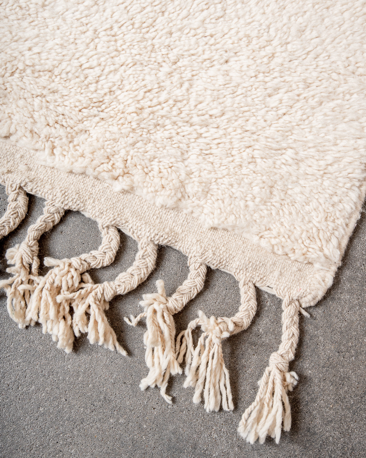 Modern, designer, handcrafted Berber rug from Morocco. Beniourain carpet with beautiful colours and patterns and fluffy wool texture.